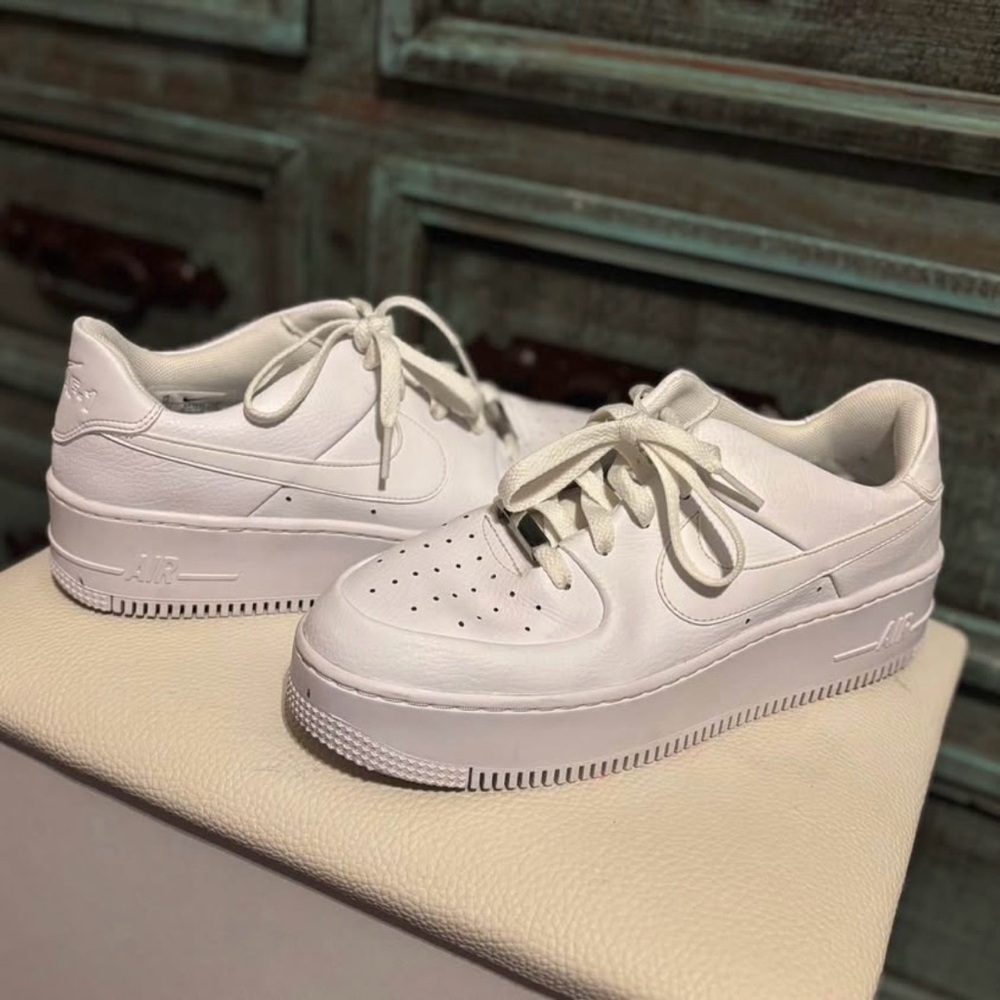 Nike Women’s All-White Platform Air Force 1 Sneakers